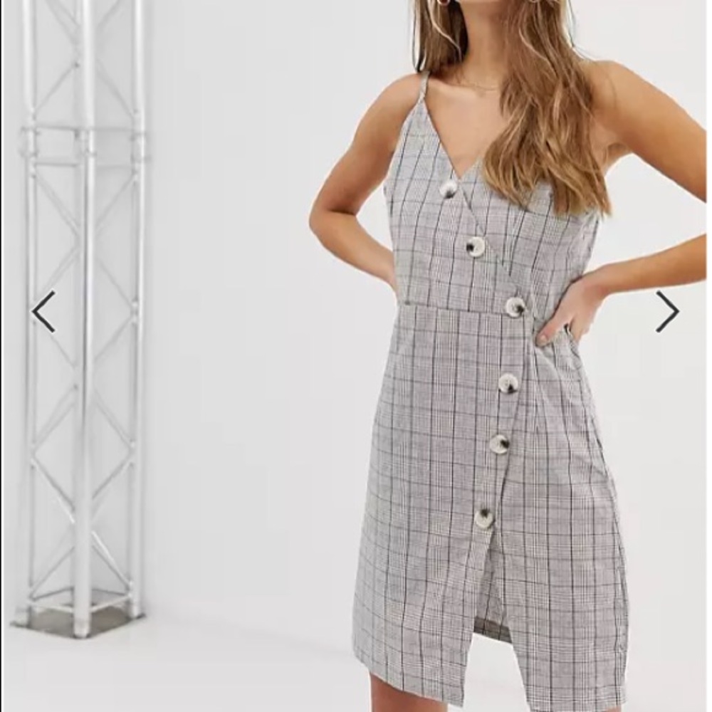 Gray Plaid Mini Dress w/Buttons- Size 6 - Picture 1 of 16